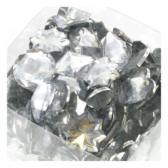 Large Silver Round Crystal Acrylic Stones