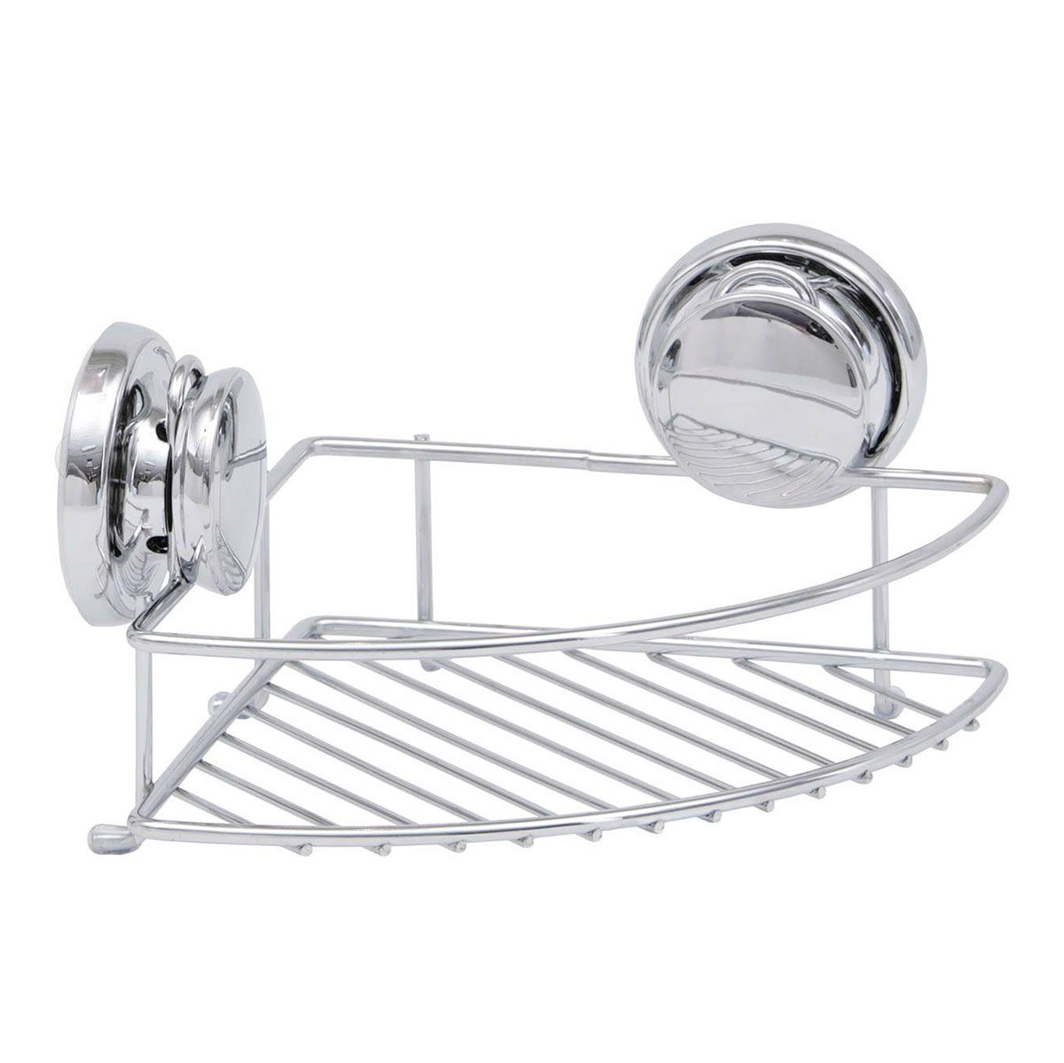 Suporte de canto em metal com ventosas cromado