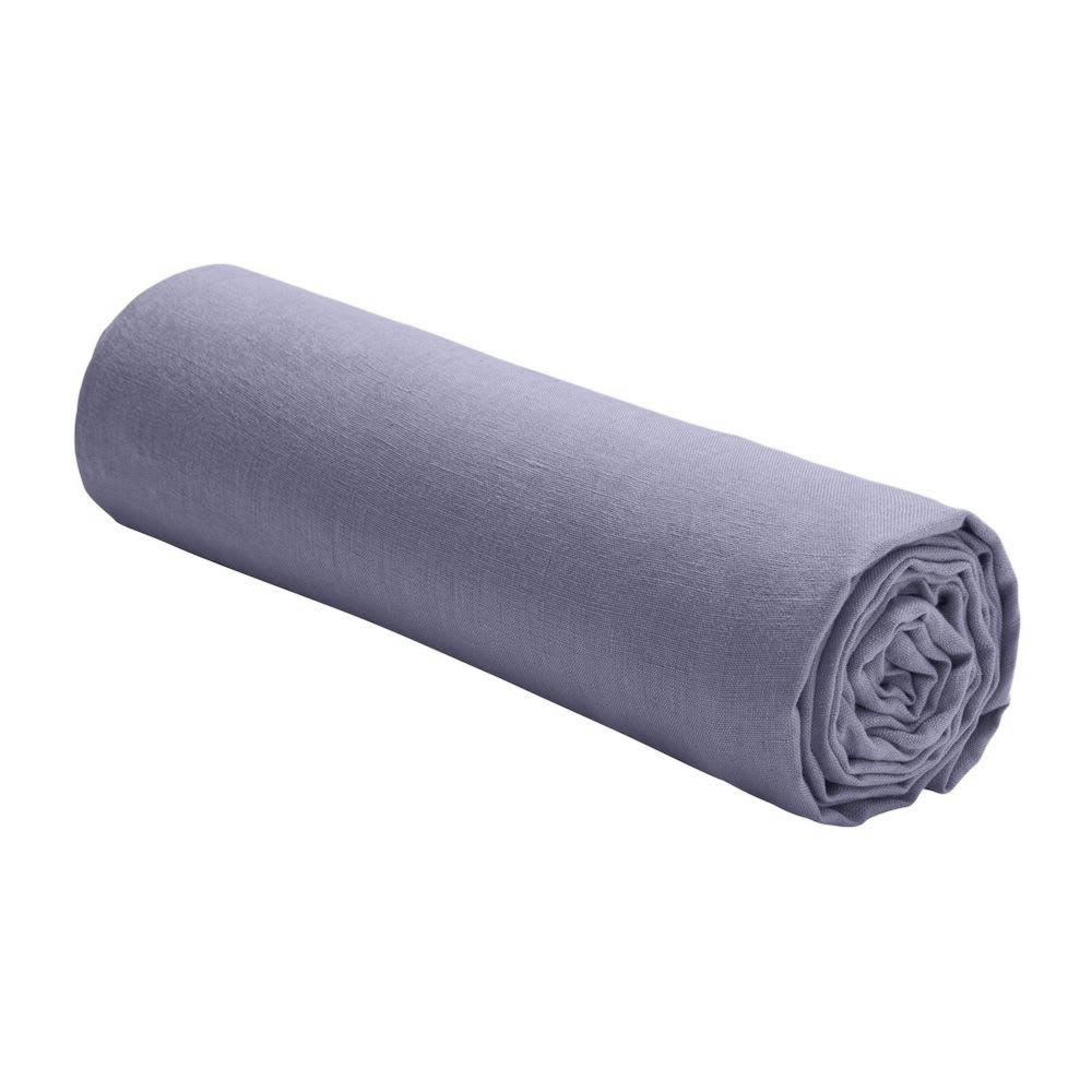 - Drap housse 2 personnes en lin français - lin lavé gris 180x200 cm