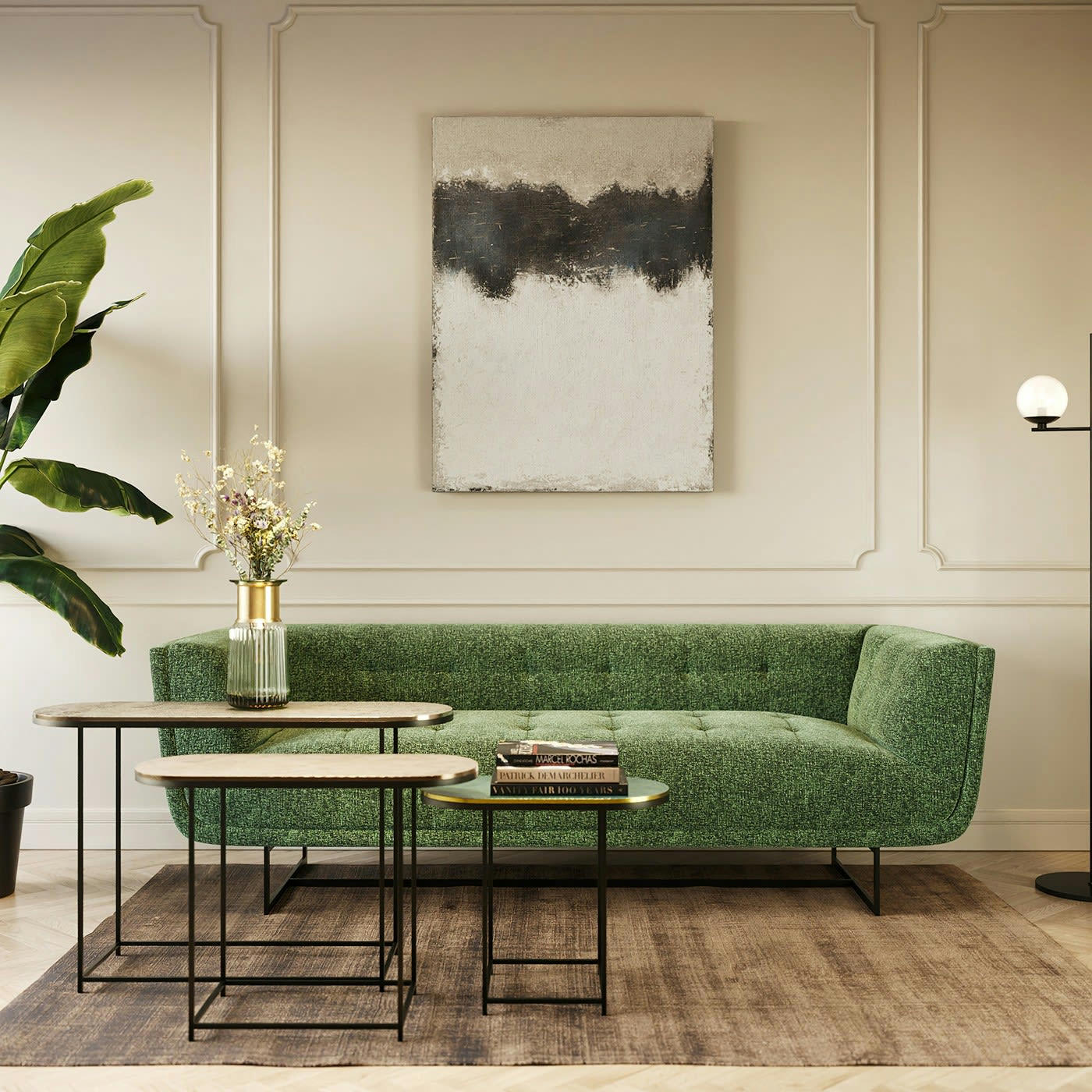 RAY - 3 tables d'appoint gigognes en acier et aluminium