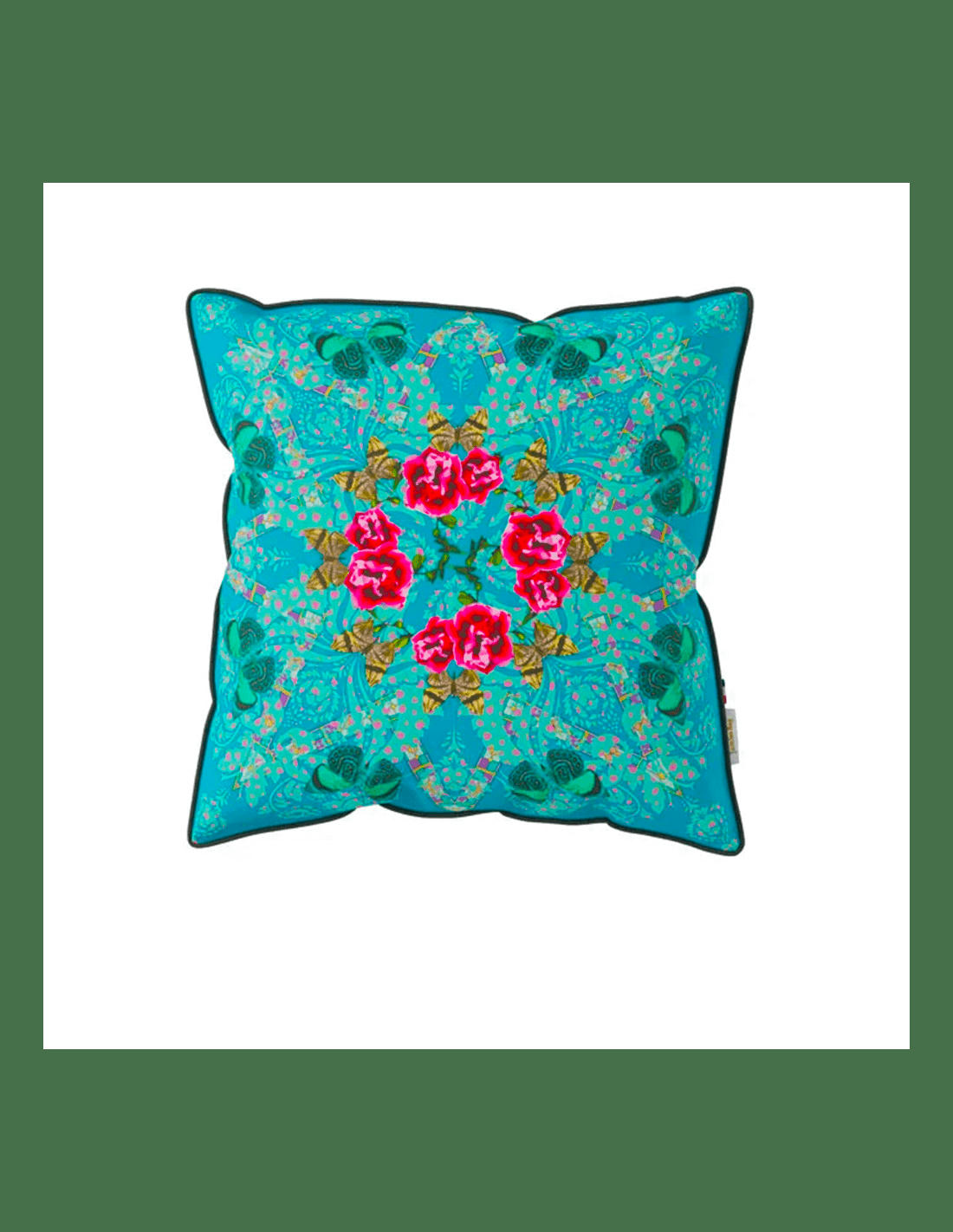 COUSSIN DÉCO - Coussin garni en tissu imprimé 45x45cm Paon