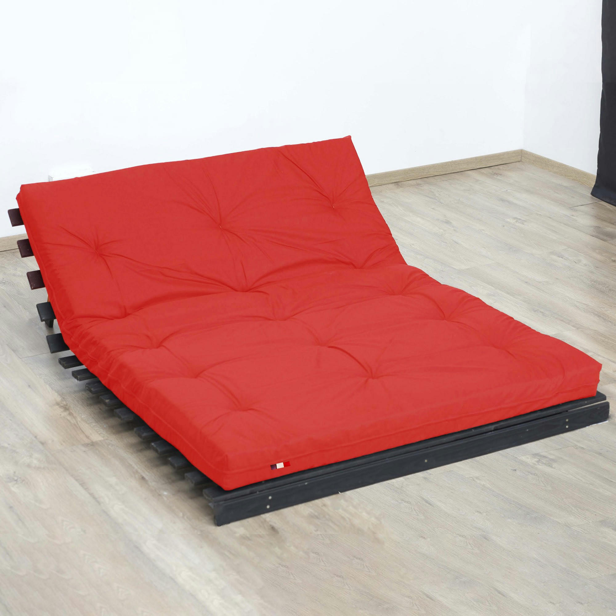 FUTON COTON - Matelas futon coton rouge 160x200