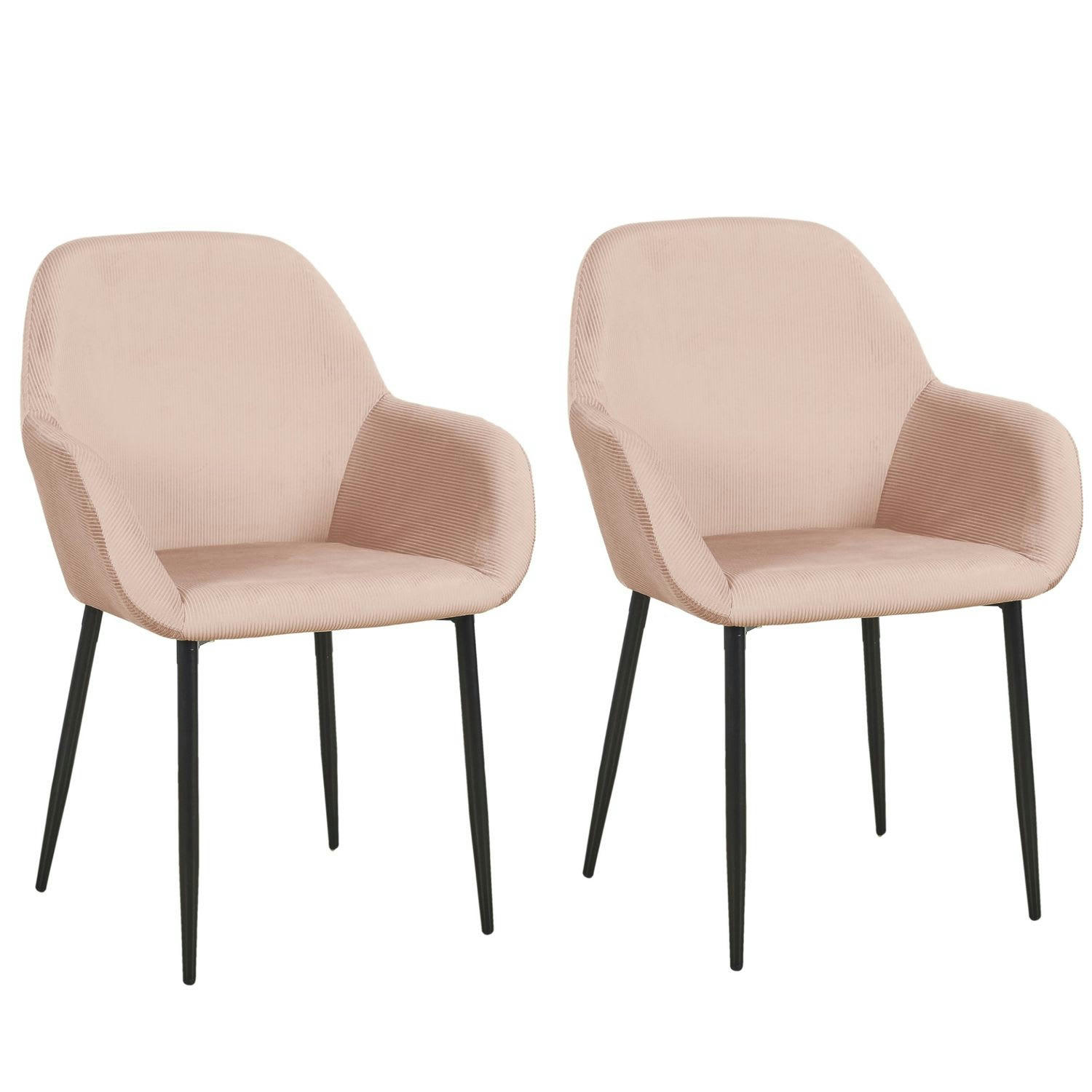 GIULIA - Lot de 2 fauteuils de table design velours rose