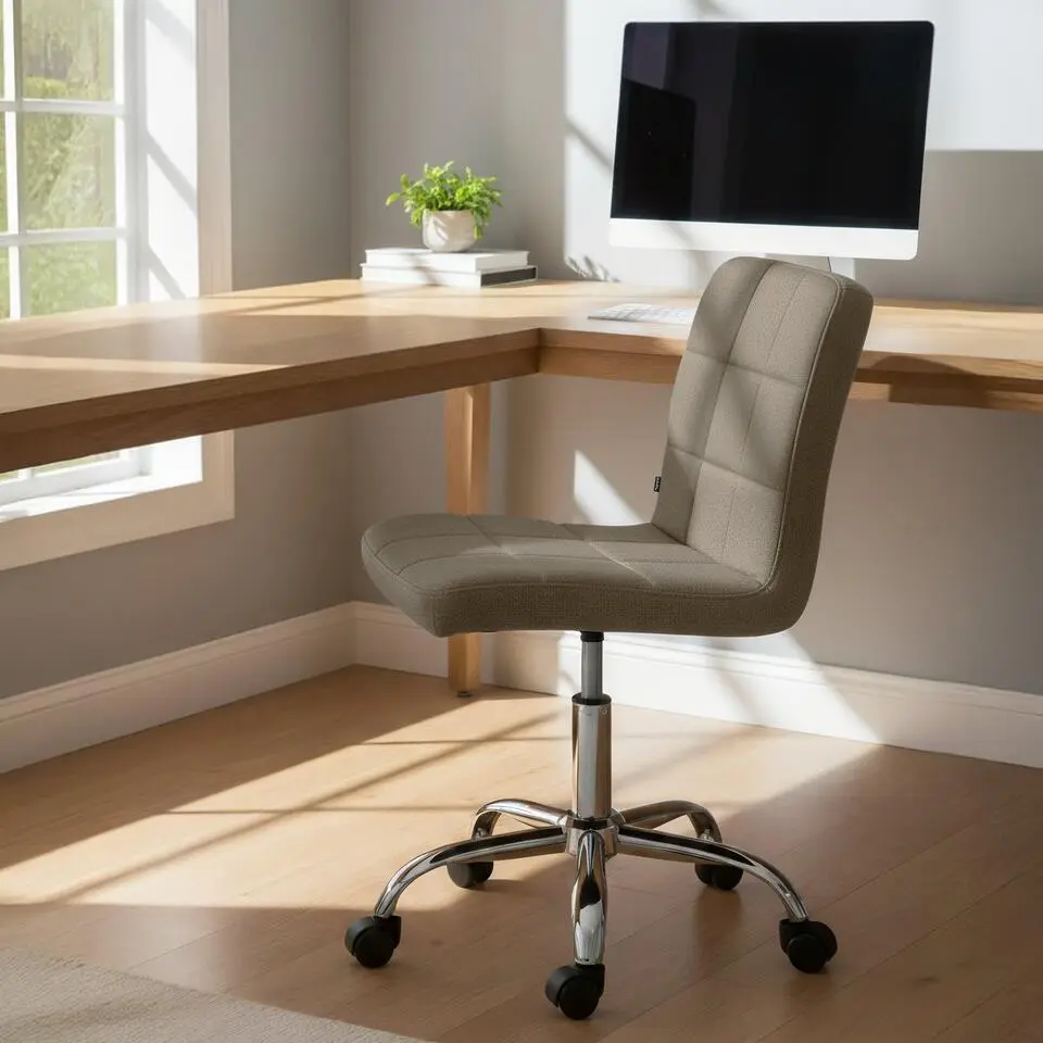 CLP Bureaustoel Darfield chroom Frame - Stof - taupe