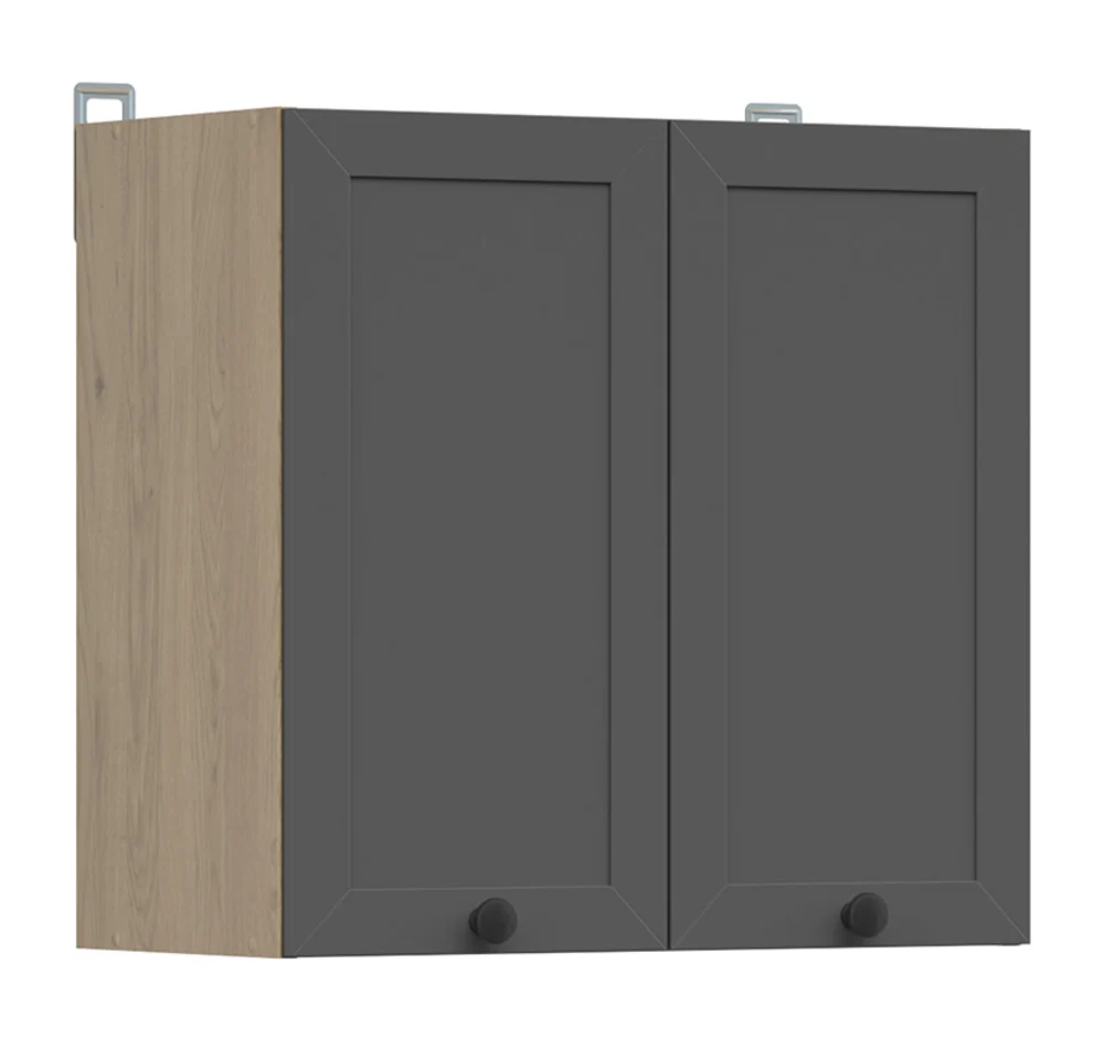 Szafka kuchenna górna Junona Line 60 cm z 2 drzwiami dąb bernstein/grafit