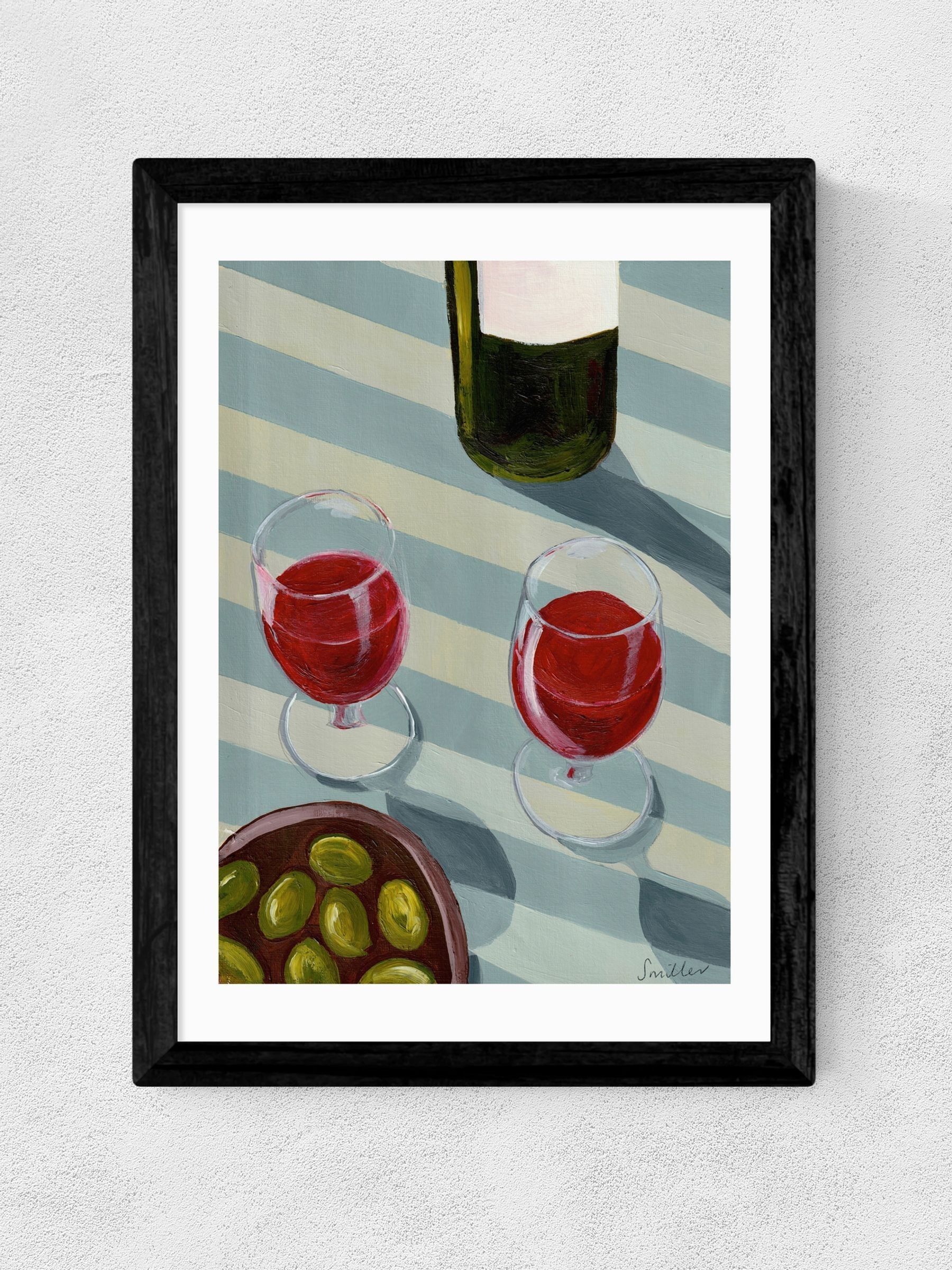 East End Prints Black Blue Wine Time Wall Art Print by Susie Miller