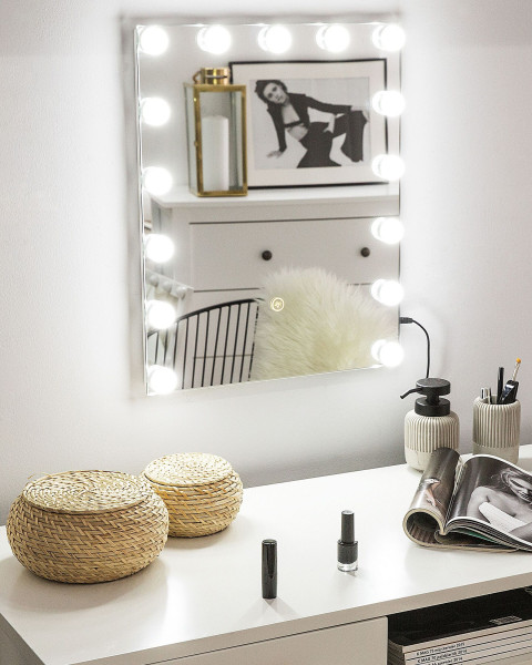 Lustro ścienne do makijażu LED 40x50