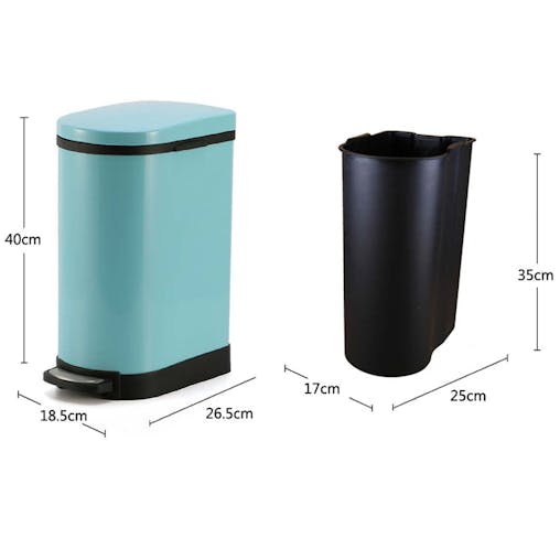 SOGA 4X Stainless Steel Foot Pedal Bin U Shape Blue 10L