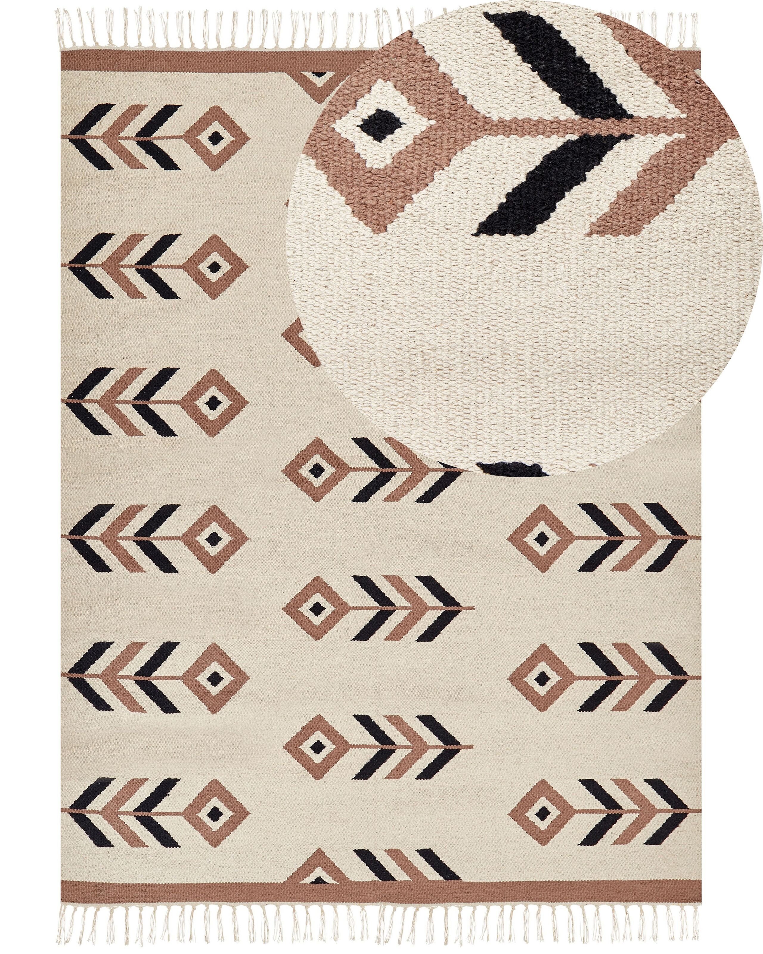 Dywan bawełniany kilim 200x300 cm beżowo-czarny