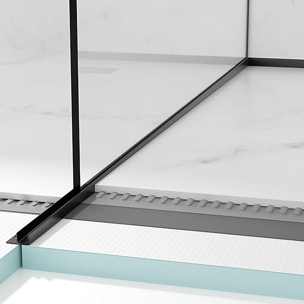 Balneo Profilé latéral incliné gauche pour douche à l'italienne 170cm, acier inoxydable, finition noir, Pente de 1,5%