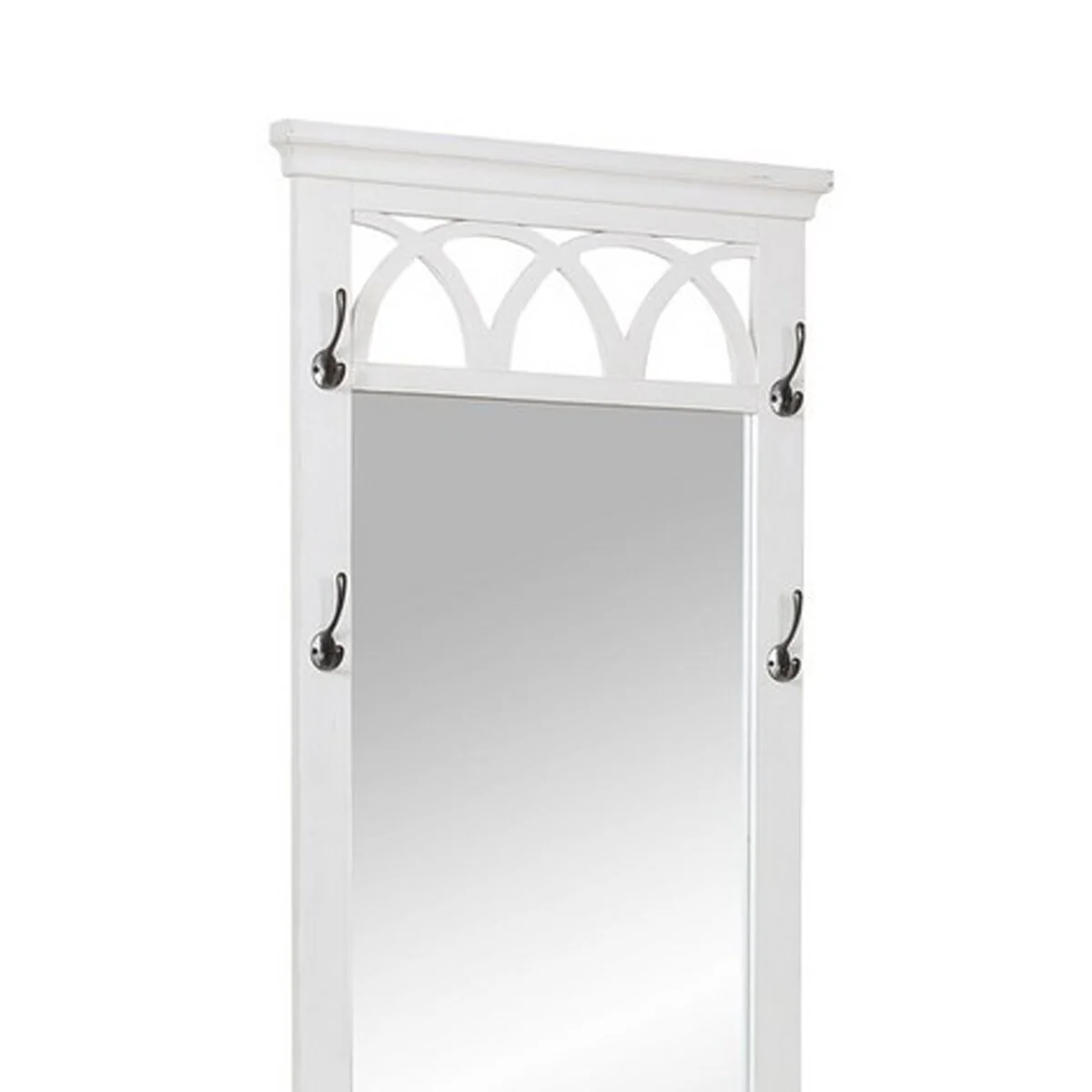 78 Inch Wooden Hall Tree with Storage and 4 Hooks, White