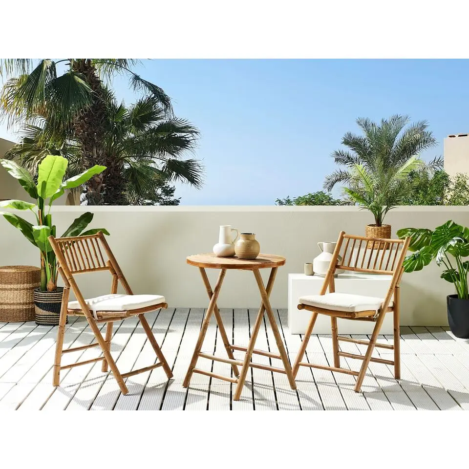 SAVELLETRI - Bistroset voor 2 - Lichte houtkleur - Bamboehout