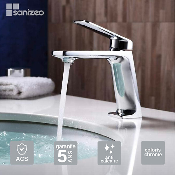 Mitigeur de Lavabo Anti-Calcaire Bec Bas Chrome IMEX FIYI BDF016-1