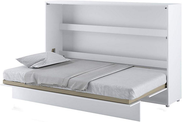 Lenart Lit escamotable Horizontal 120x200cm Matelas inclus Blanc mat Lit Rabattable Consus