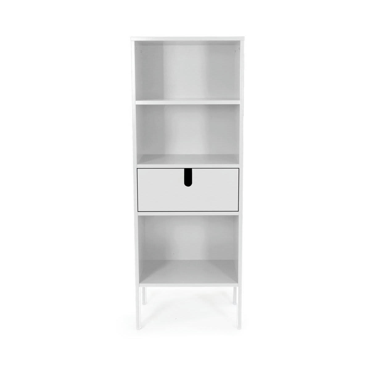 DINA - Grande étagère design tiroir et niches blanc