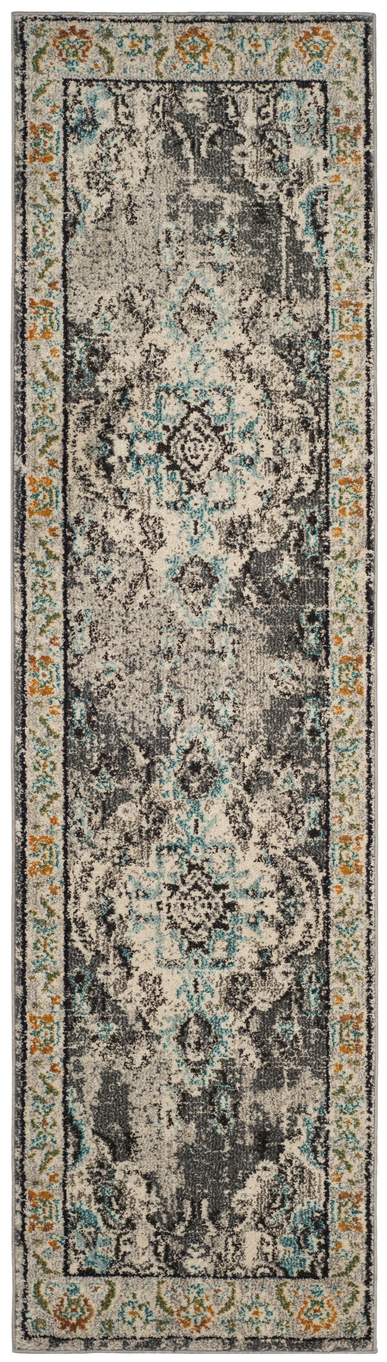 MONACO - Tapis de salon interieur en gris & bleu clair, 66 x 244 cm