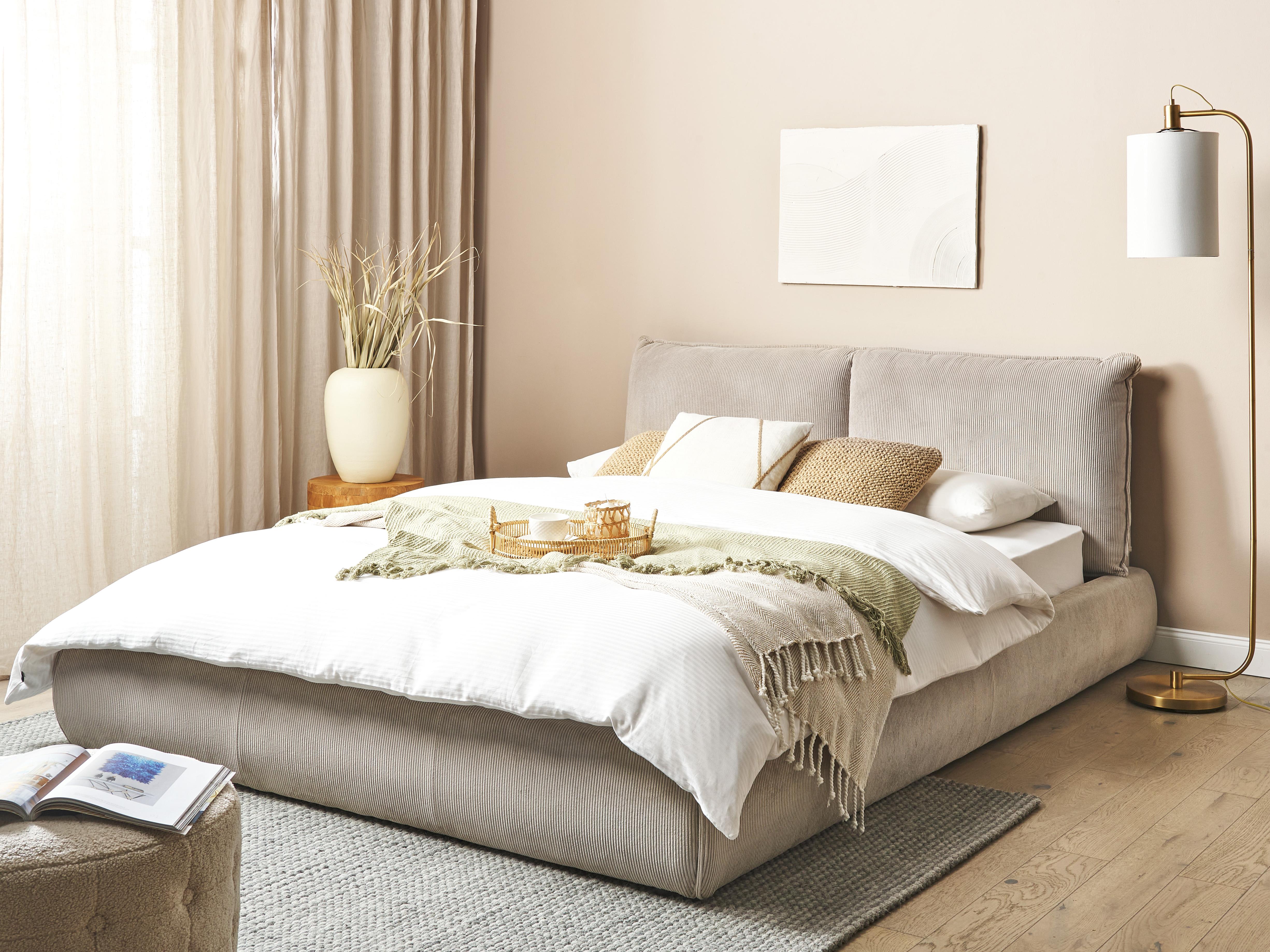 Waterbed Corduroy VINAY 160 x 200 cm (EU King Size) Taupe