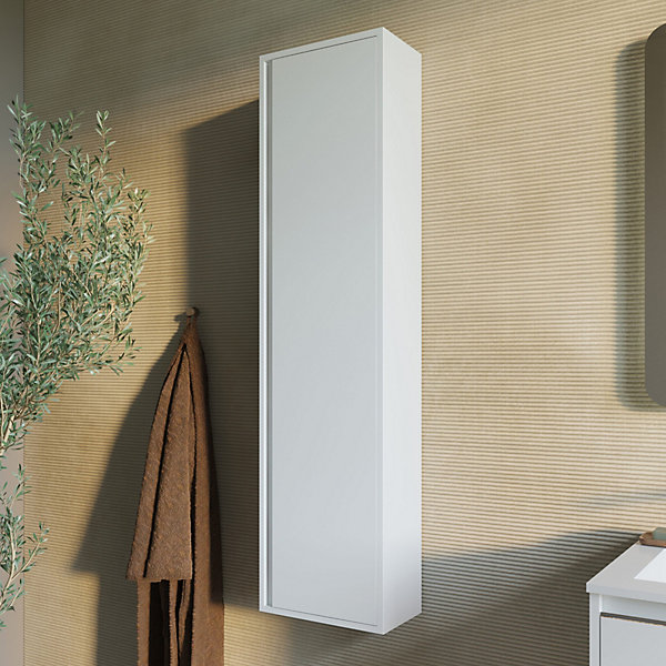 Colonne De Salle De Bain Suspendue 140 Cm Blanc Mat Avec Une Porte Réversible - Monaco