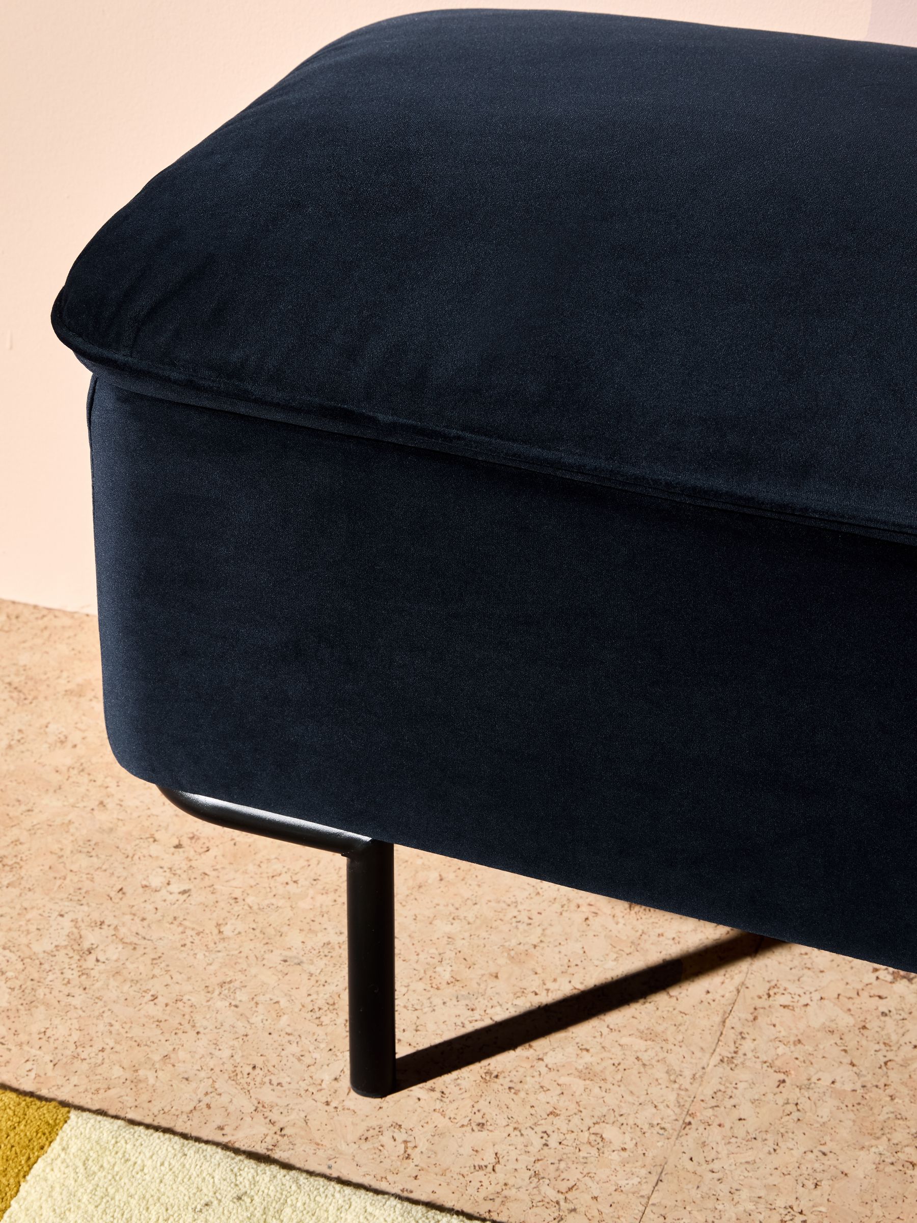 Harlow Storage Ottoman Bench in Navy Blue Velvet
