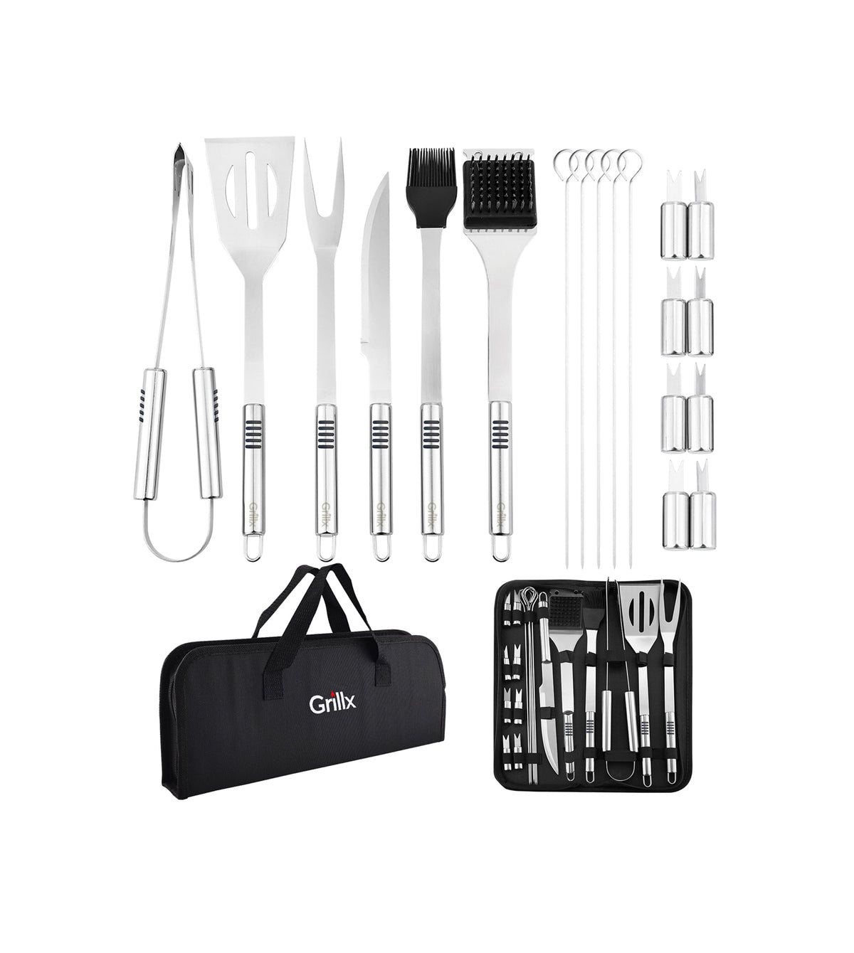 GrillX Barbecue Gereedschap Set - 19-delig - Inclusief Luxe Draagtas