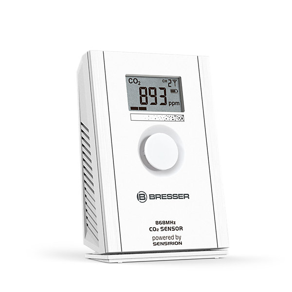 Capteur CO2 Bresser avec écran, indicateur de qualité de l'air, portée 150 m, USB &batterie, station météo