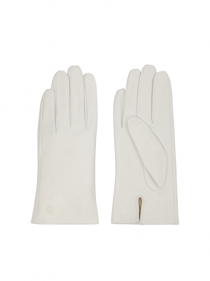 White leather gloves