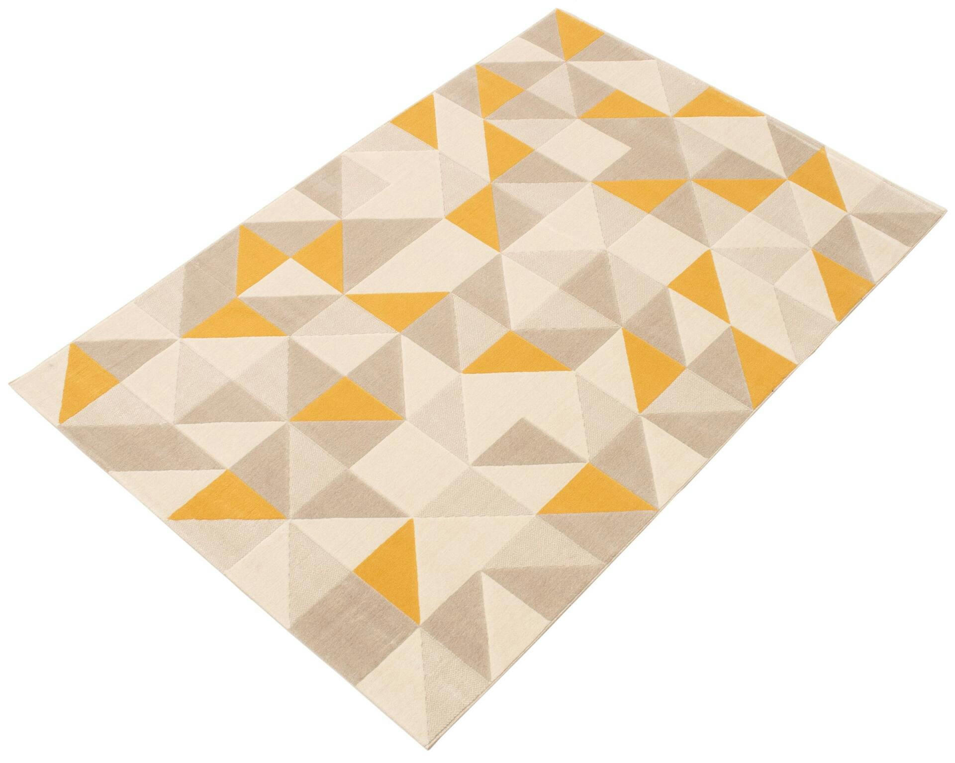 ECARPET Delta Indoor Geometric Area Rug, Yellow/Ivory, Assorted Sizes