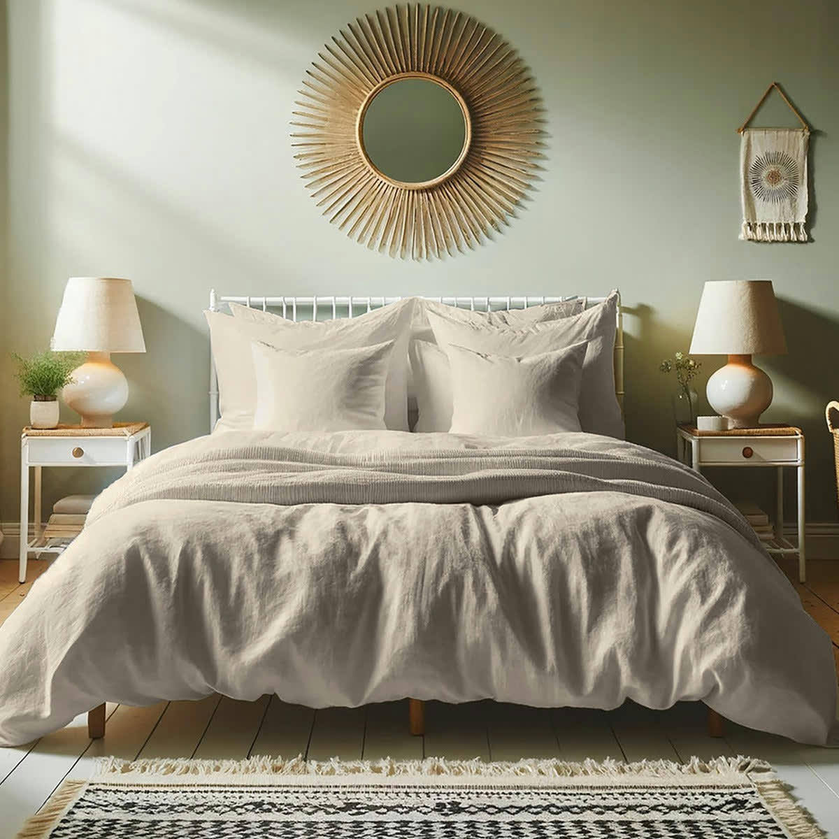 HORTENSE - Drap housse lin lavé  180x200x40 latte