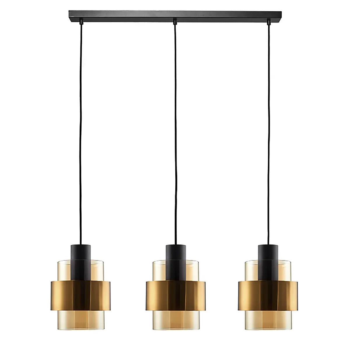 Freelight hanglamp Chiasso - 3 lichts - 100 x 150  cm - zwart goud