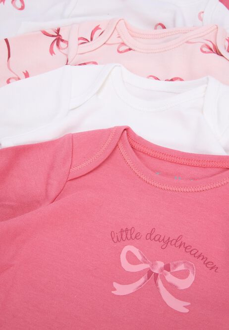 Baby Girls 5pk Pink Bow Print Bodysuits