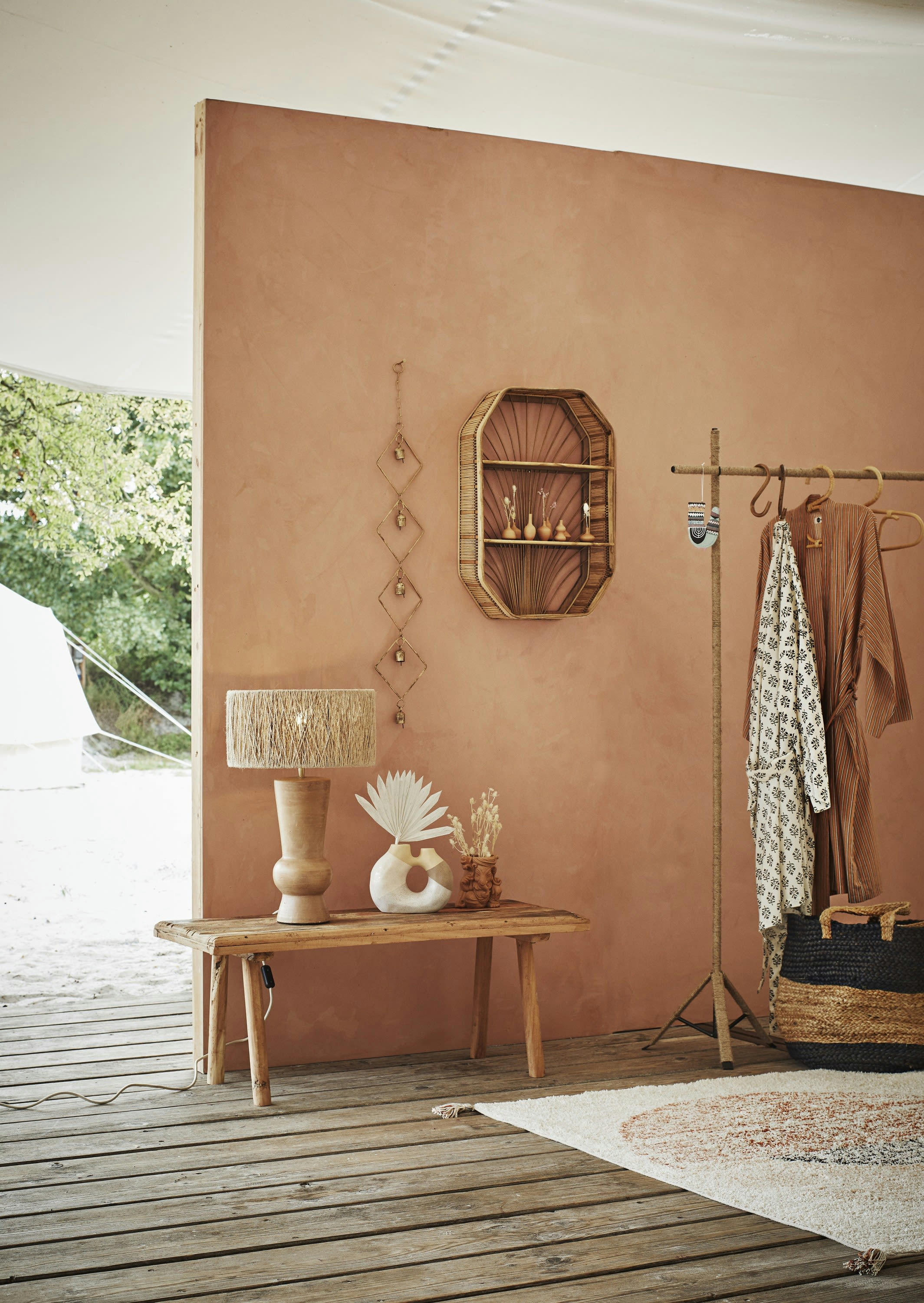 TRIPOLA - Panier avec poignées en jute beige et noir