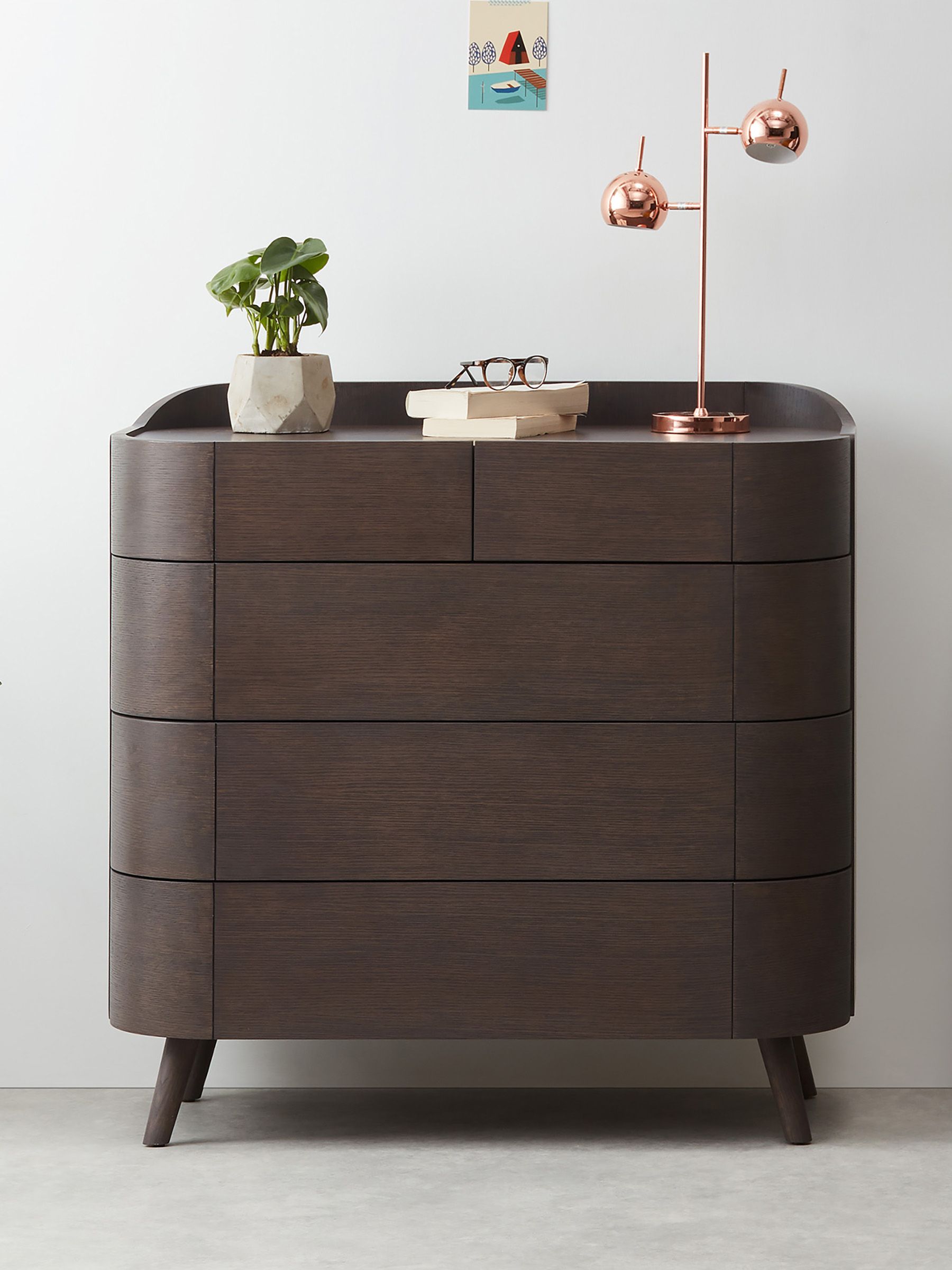 Odie 5 Drawer Chest of Drawers in Dark Stain Oak