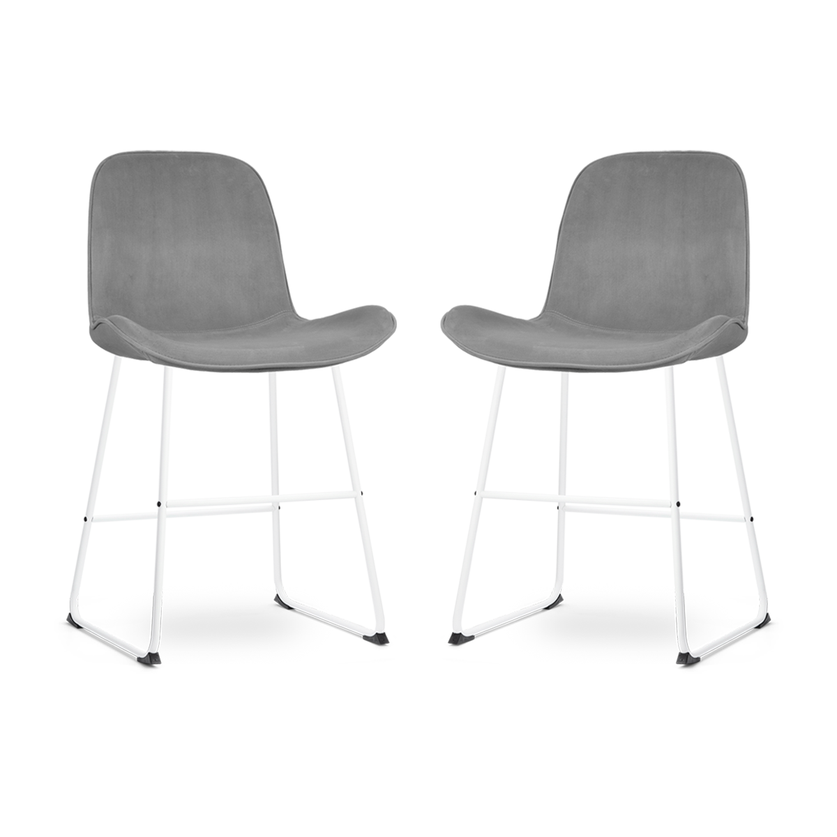 Nolon Nino-Fé Barkrukken Set van 2 - Velvet Grijs - Wit - 65 cm