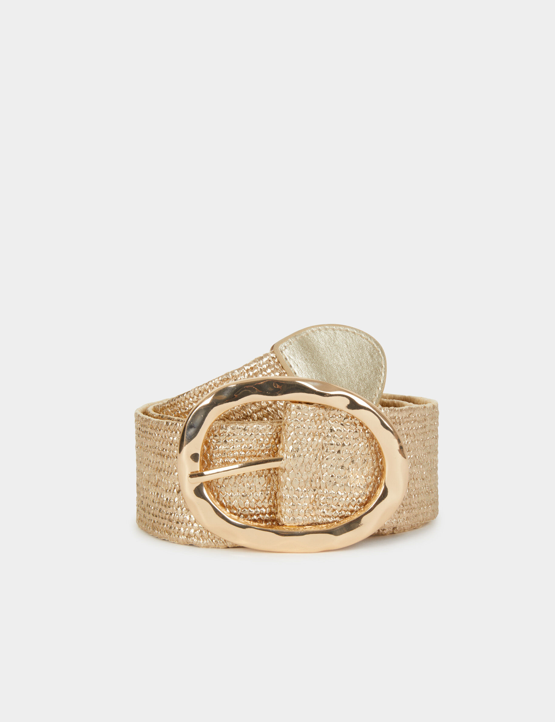 Wide Straw Belt Gold Yellow Women