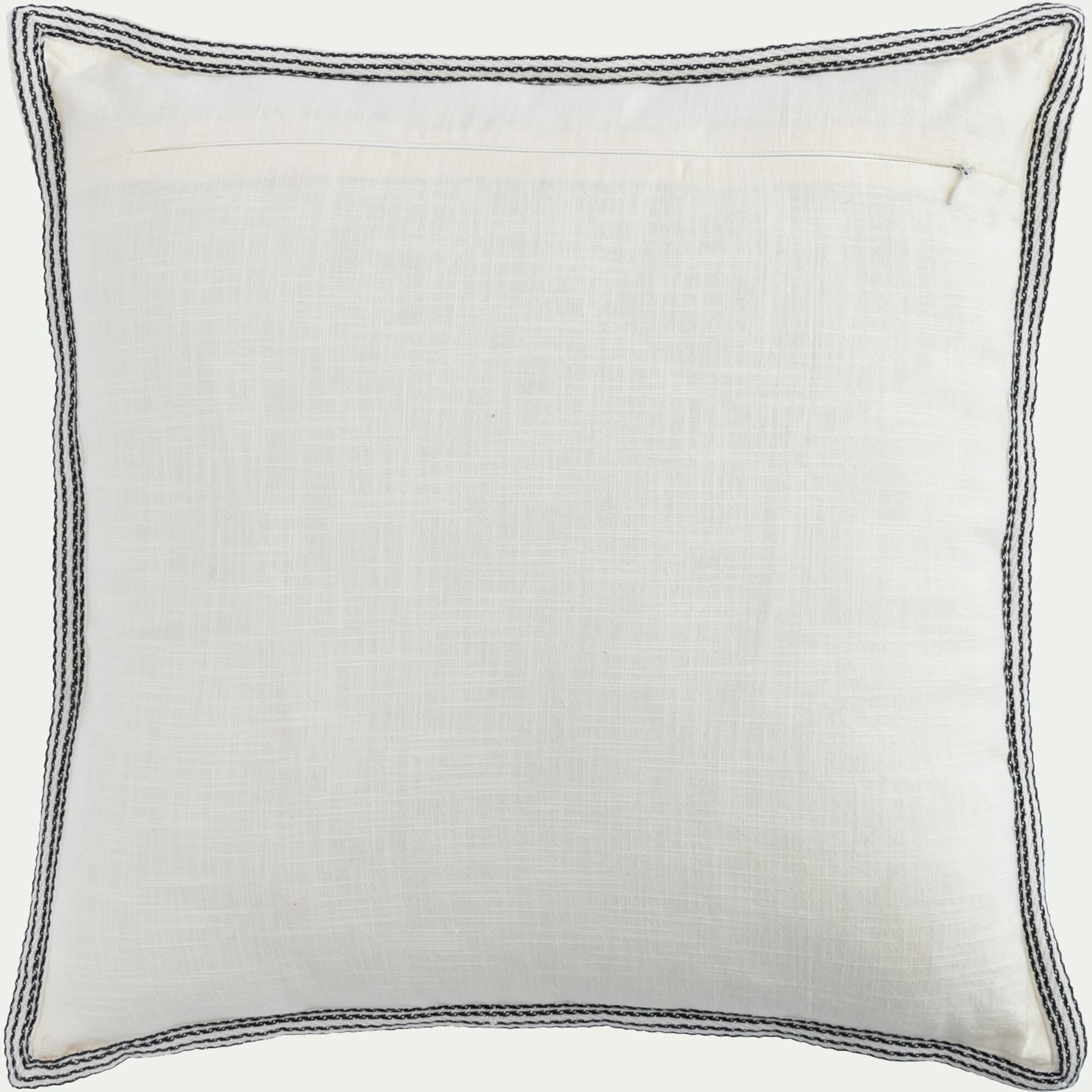 MEDEIS - Coussin en coton finition galon 45x45cm - blanc
