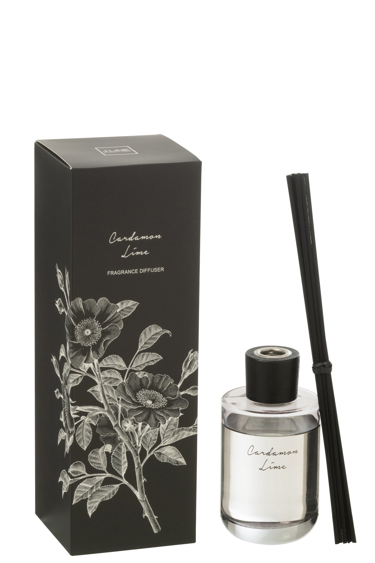J-Line geurstokjes Walk in the Woods - Kardemom Limoen - zwart - 180 ml