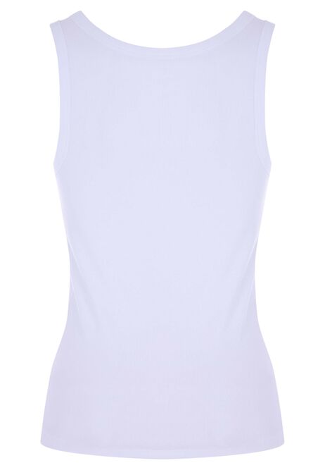 Womens White Plain Basic Stretch Vest Top