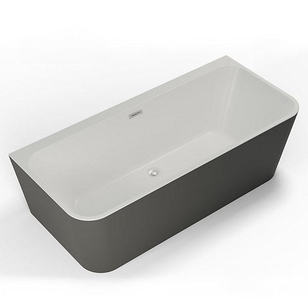 Baignoire semi-îlot murale Mint 170, gris mat, 170x81 cm, by Spalina