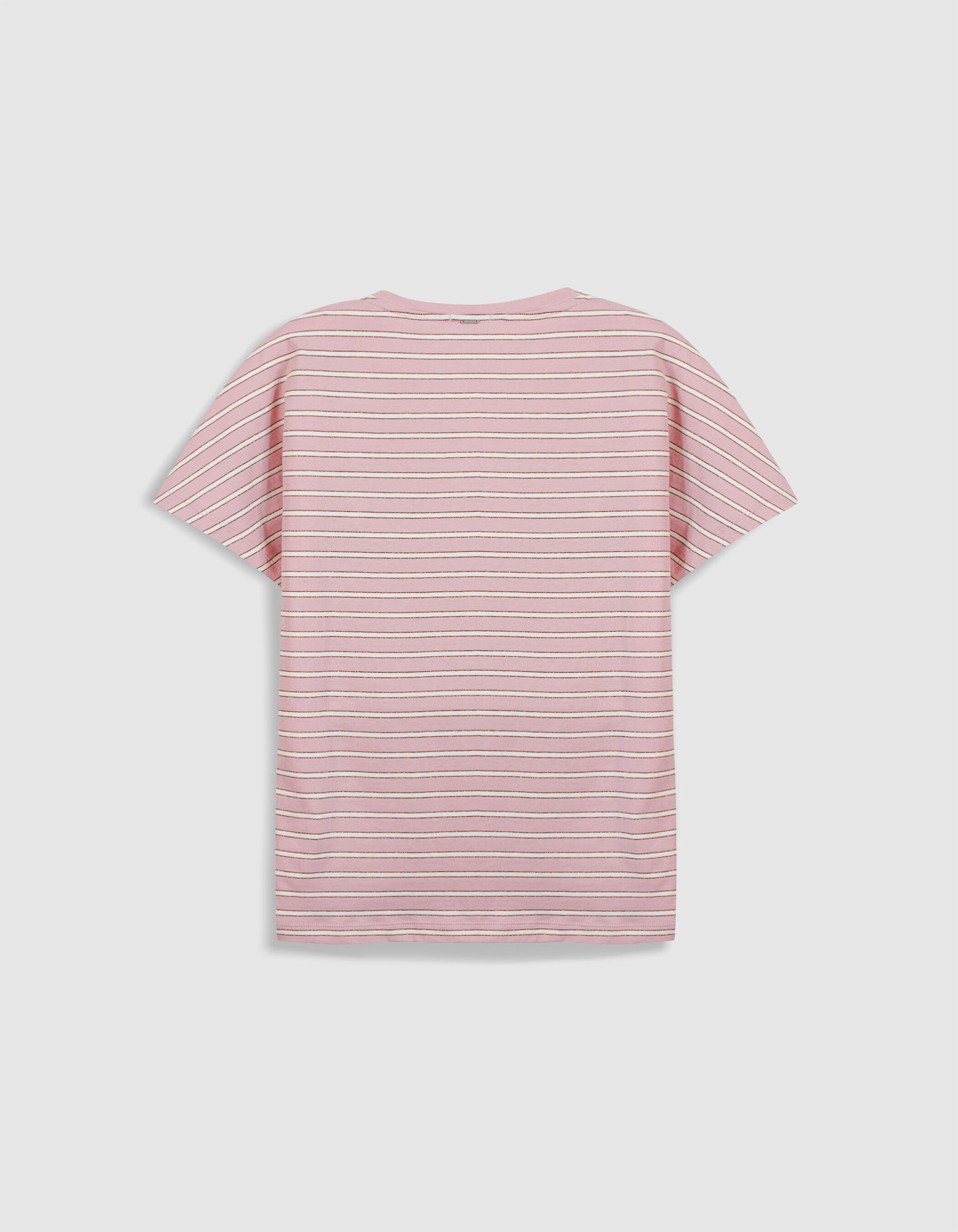 Tee-shirt rose motif rayures Femme