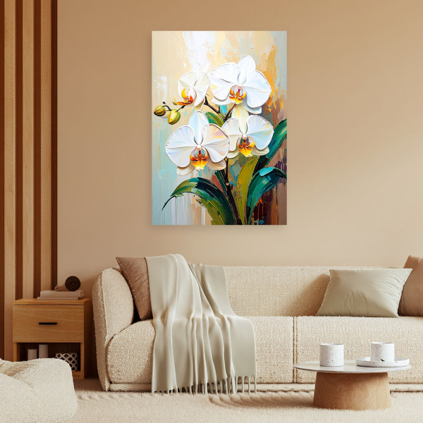 Feeby Obraz nowoczesny do salonu sypialni, Białe Orchidee Kwiaty 40x60