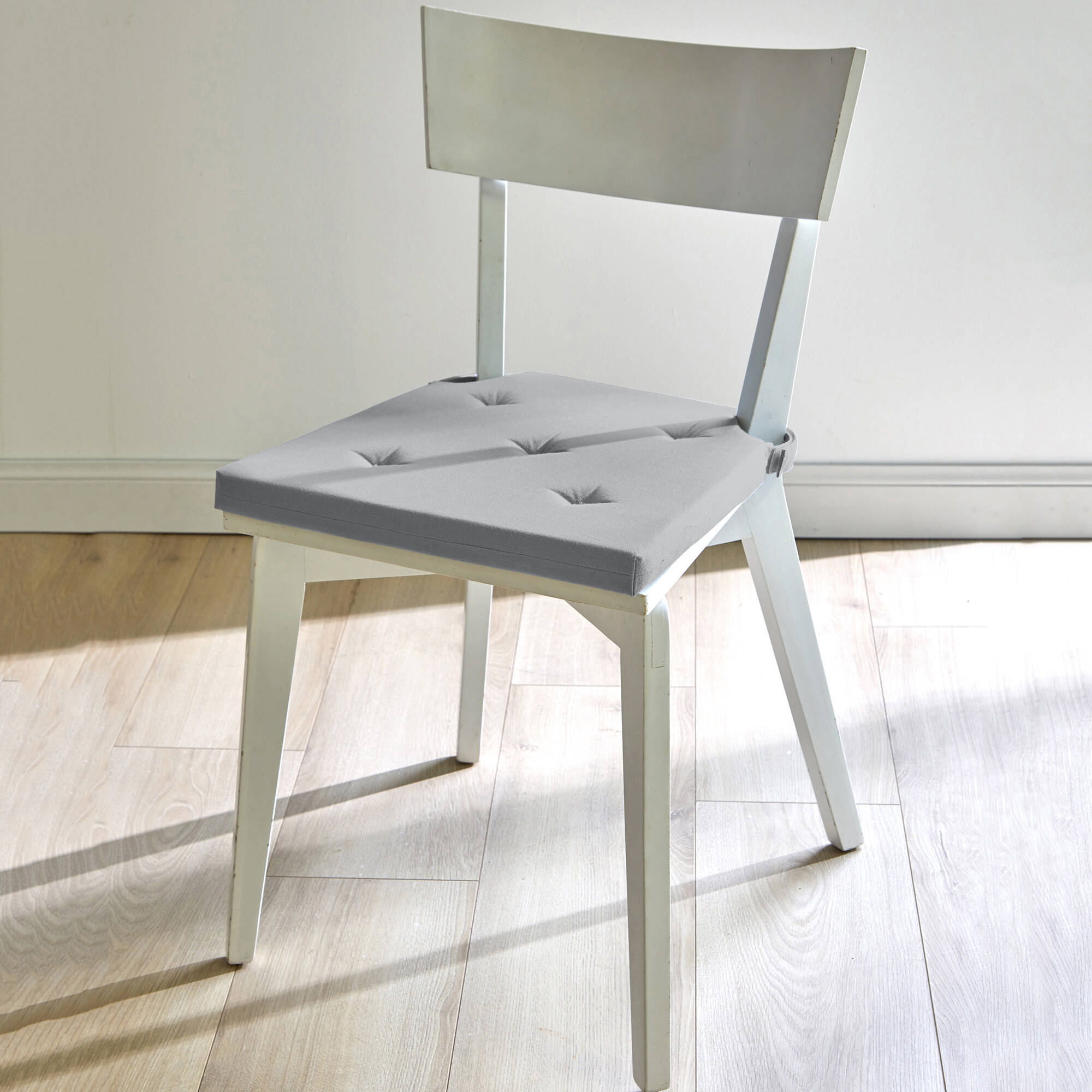 Galette de chaise unie carrée coton - lot de 2