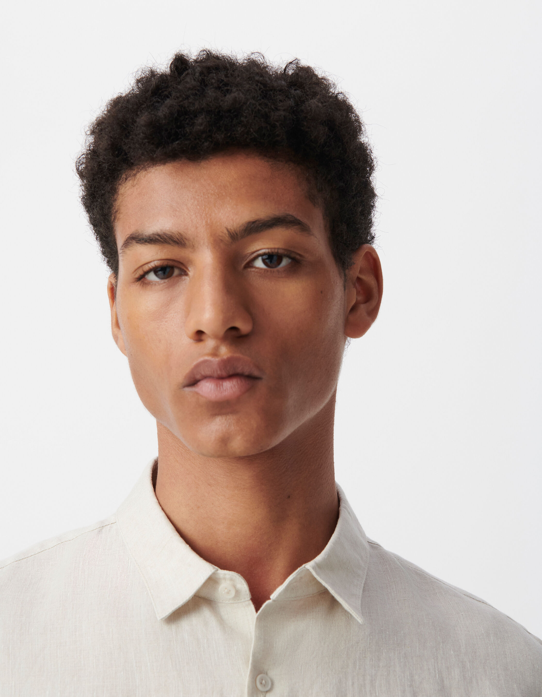 Chemise SLIM beige en lin Homme