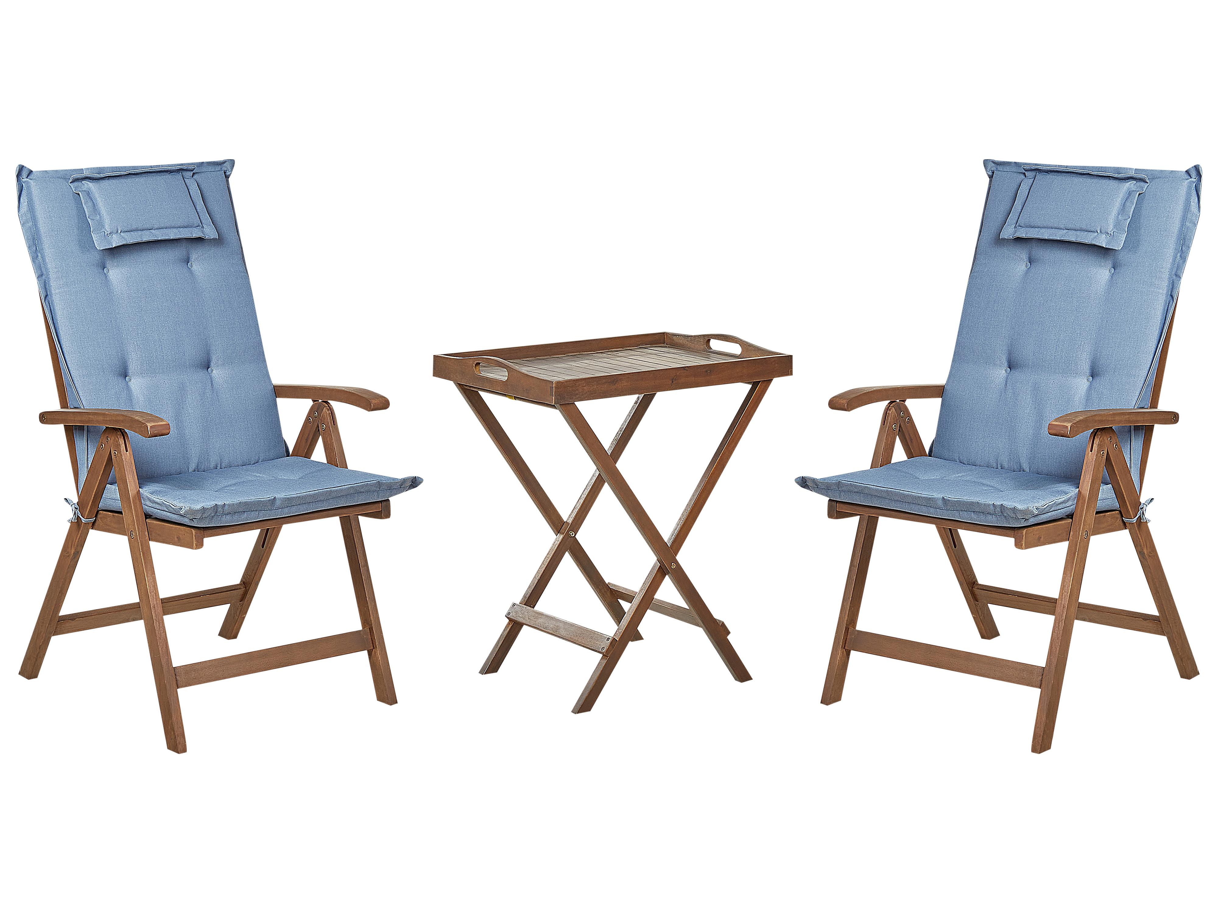 Garden Dining Set 6 Seater AMANTEA with Cushions Acacia Wood Blue