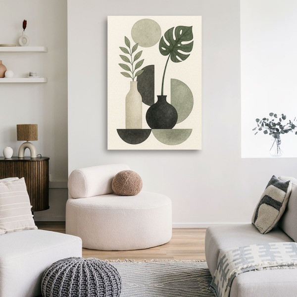 Feeby Obraz Japandi, Botanika Natura Granat Minimalizm Geometria 40x60