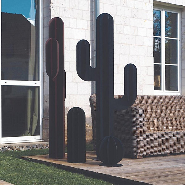 Cactus métal 3 branches H:170 cm - Rouge
