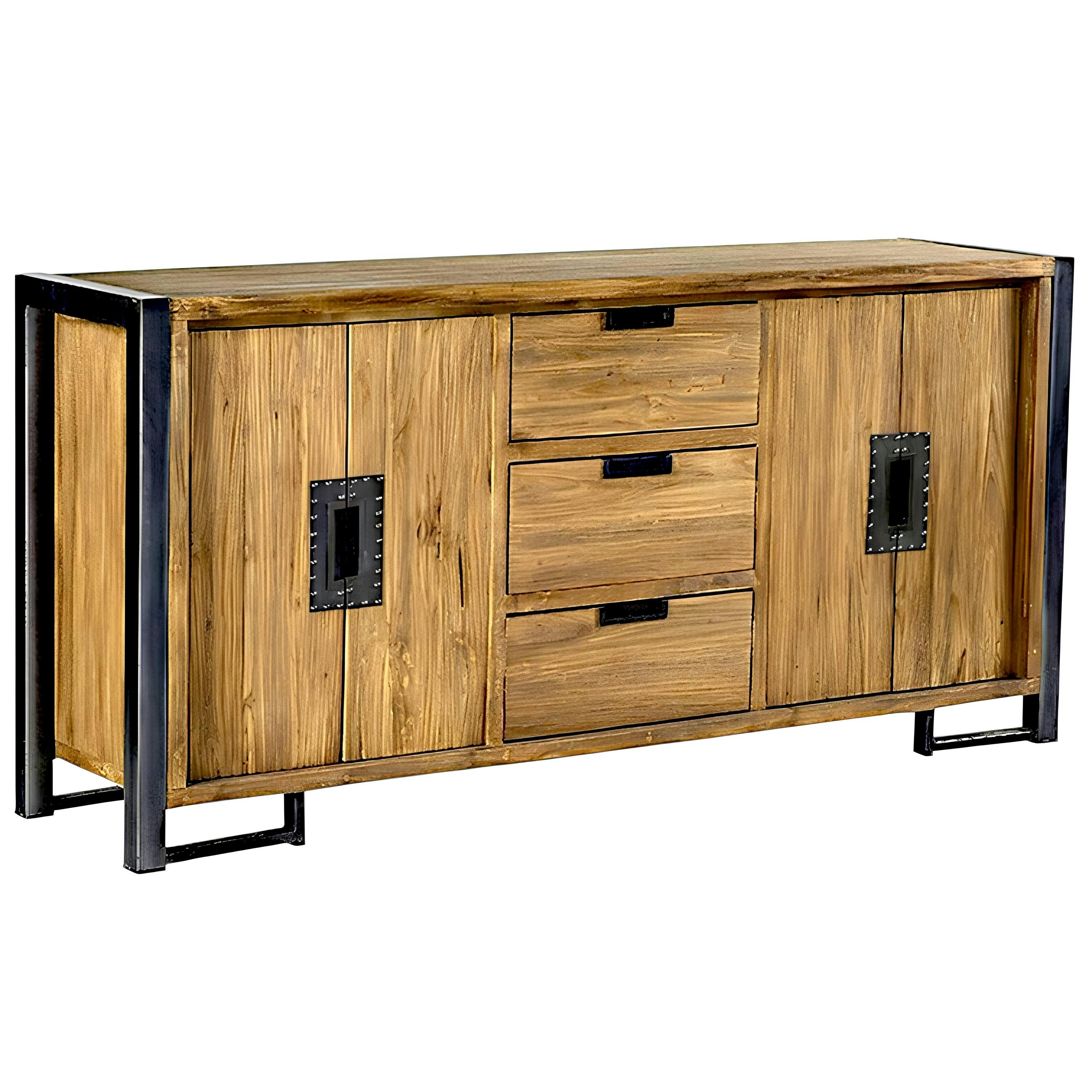 Enfilade en teck naturel 4 portes 3 tiroirs 186x88x45cm CANADA