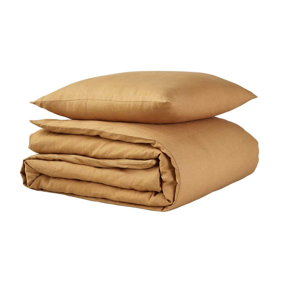 LIN BLÉ - Parure de lit unie en lin beige foncé 240x220