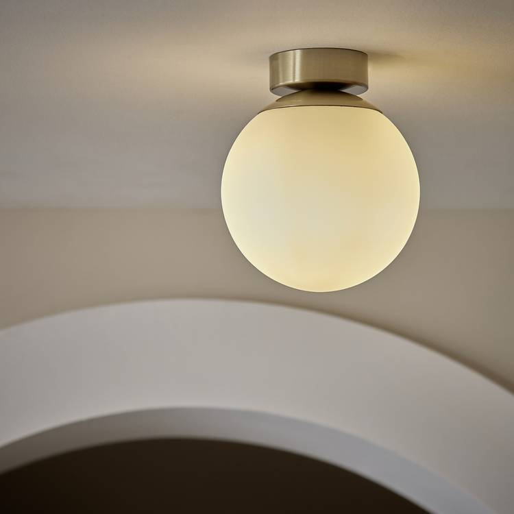 Habitat Opal Glass Bathroom Flush Ceiling Light - Brass
