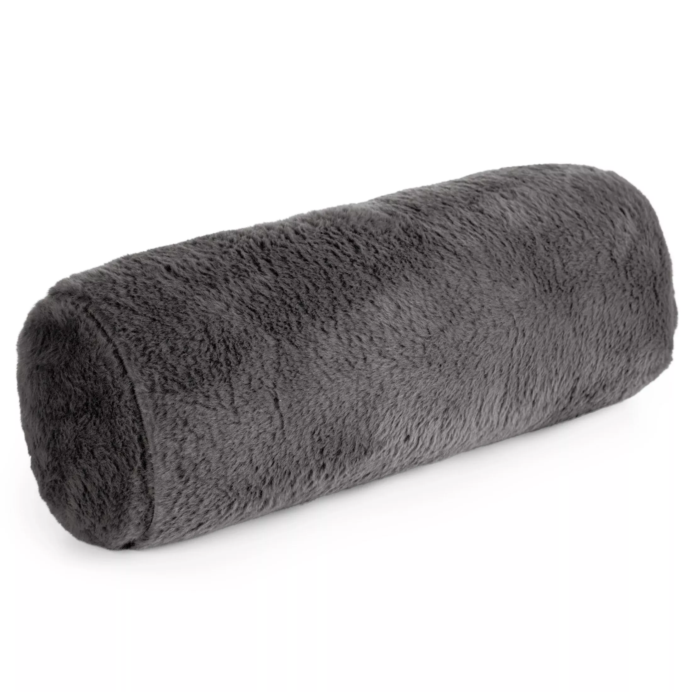 Poduszka wałek 15x45 cm stalowa z miękkiej futrzanej tkaninyNINA