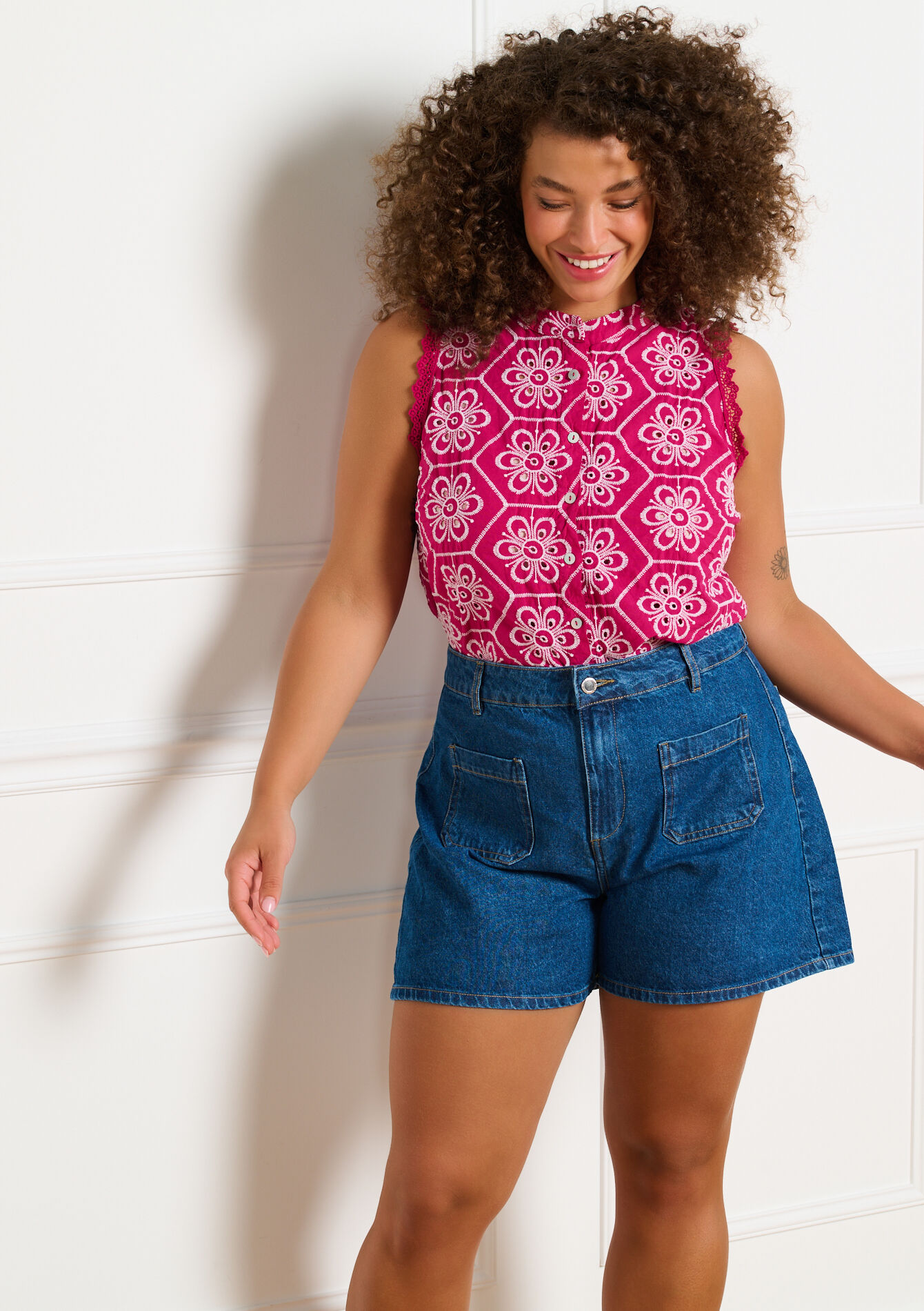 Denim short met hoge taille